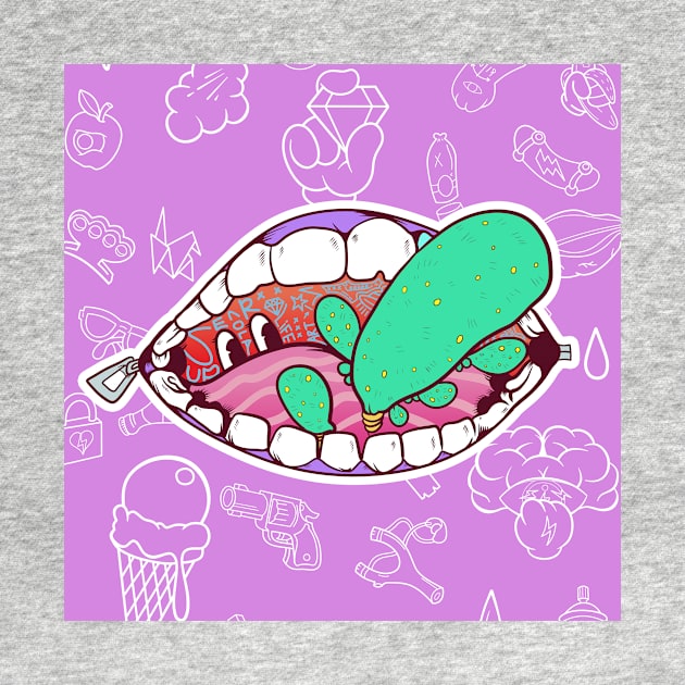 Dope taste of the mouth cartoon illustration by slluks_shop